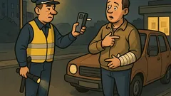 Banc: Polițistul îl testează pe șofer...